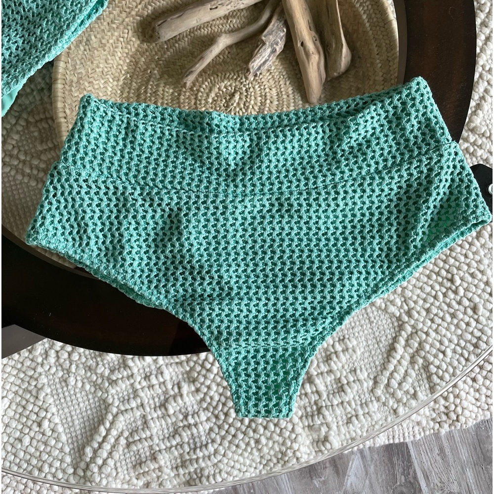 Montce green crochet high rise bikini bottoms